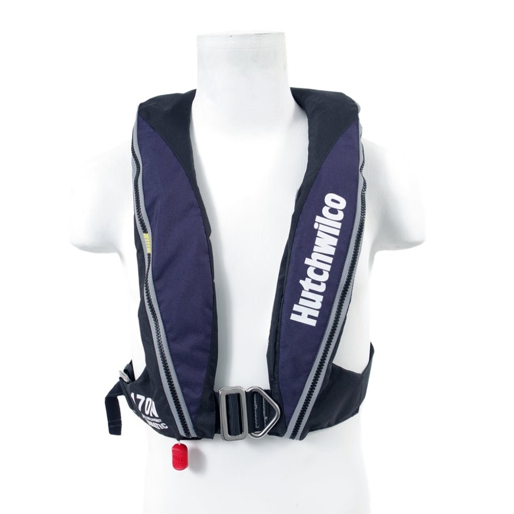 Hutchwilco Super Comfort 170N Auto Deck Inflatable Life Jacket S/S Buckle, Zip Closure - Fish City Hamilton - -