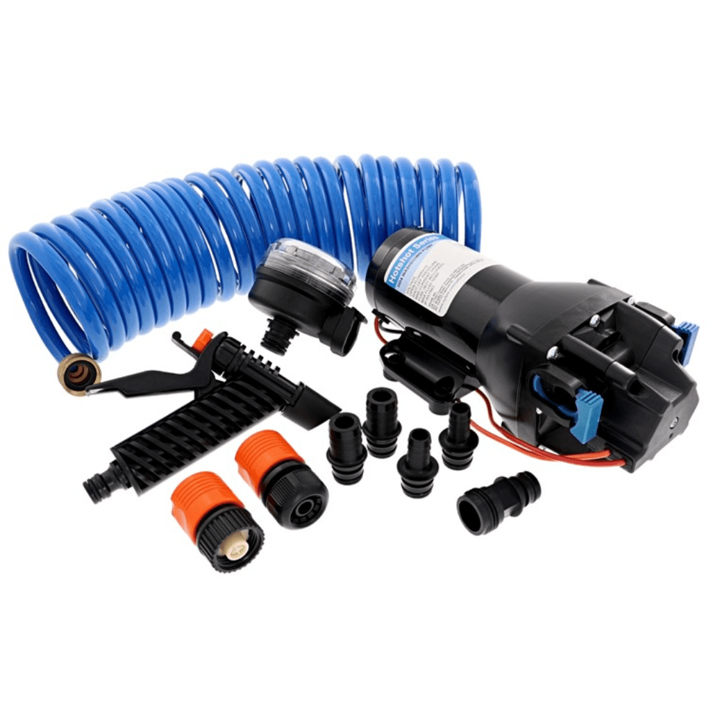 Jabsco Washdown Kit 12V DC, 15 LPM, 60PSI, Including Hose Coil - Fish City Hamilton - -