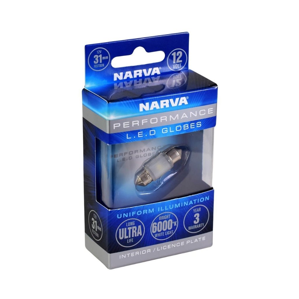 Narva 12V LED Festoon Globe 6000K - Fish City Hamilton - 31Mm 90Lm -