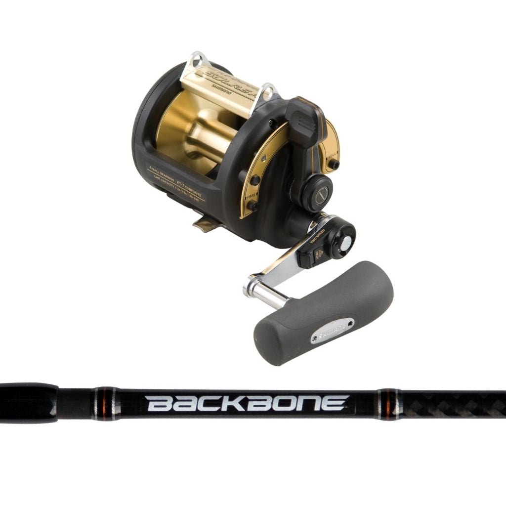 Shimano TLD 50 LRS Two Speed & Backbone 24KG Roller Tip Game Combo - Fish City Hamilton - -