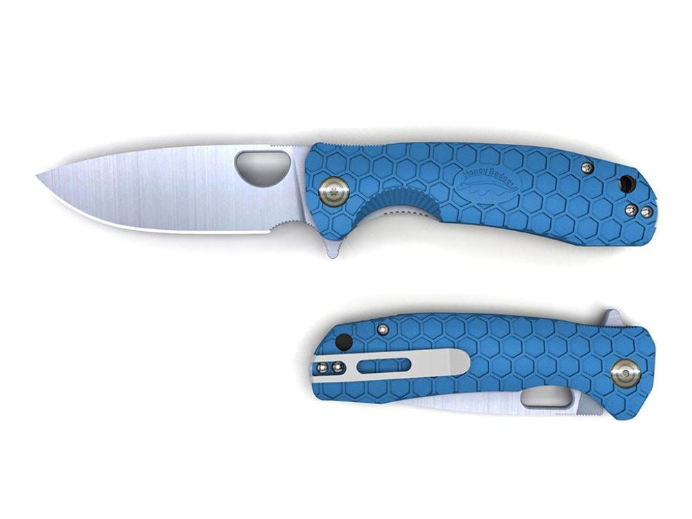 Honey Badger Large Blue Flipper Knife - Fish City Hamilton - -