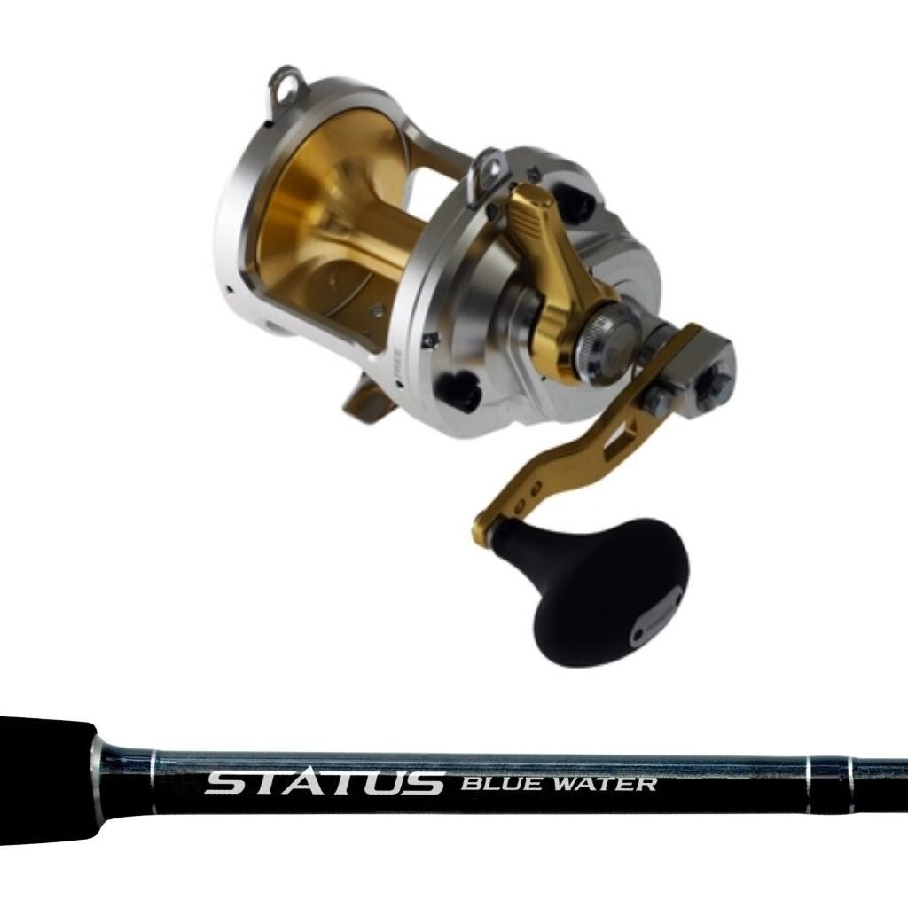 Shimano Talica 25 2SPD & Status Bluewater 5'6" 1 piece 24kg Roller Tip Straight Butt Game Combo - Fish City Hamilton - -